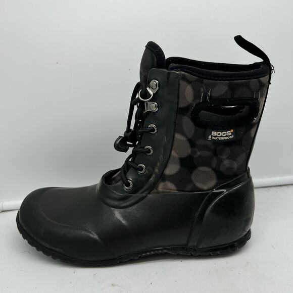 Bogs Boots Youth 4 Sidney Gray Black Lace Up Waterproof Neoprene Rain Snow - Picture 4 of 12
